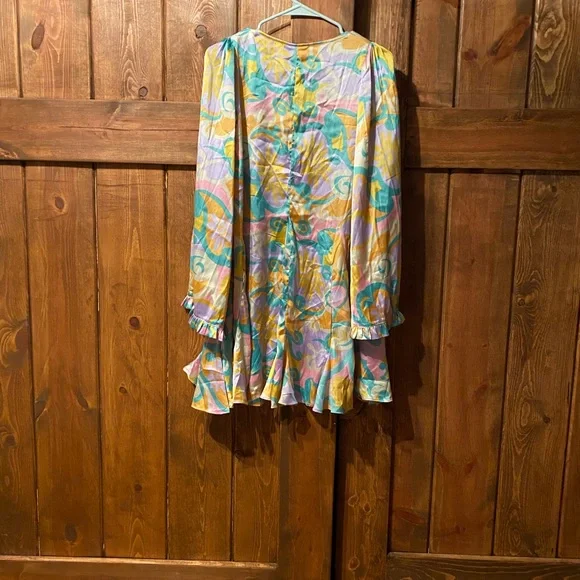 ASOS Wide Bell Sleeve Satin Mini Dress - Picture 3 of 7